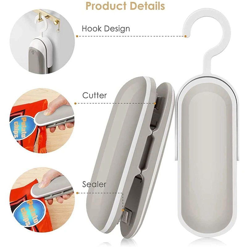 Mini Bag Sealer Portable Sealing Bags Machine, Handheld Heat Food Vacuum Sealer Machine Storage Potato Chip Cookie Bags Durable