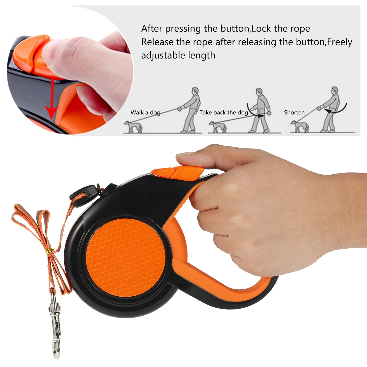 Winzasber Guinzaglio per Cani Retrattile, Imbracatura Cane,Laccio 5 M Resistente, con Pulsanti per Blocco e avvolgimento, Rosa