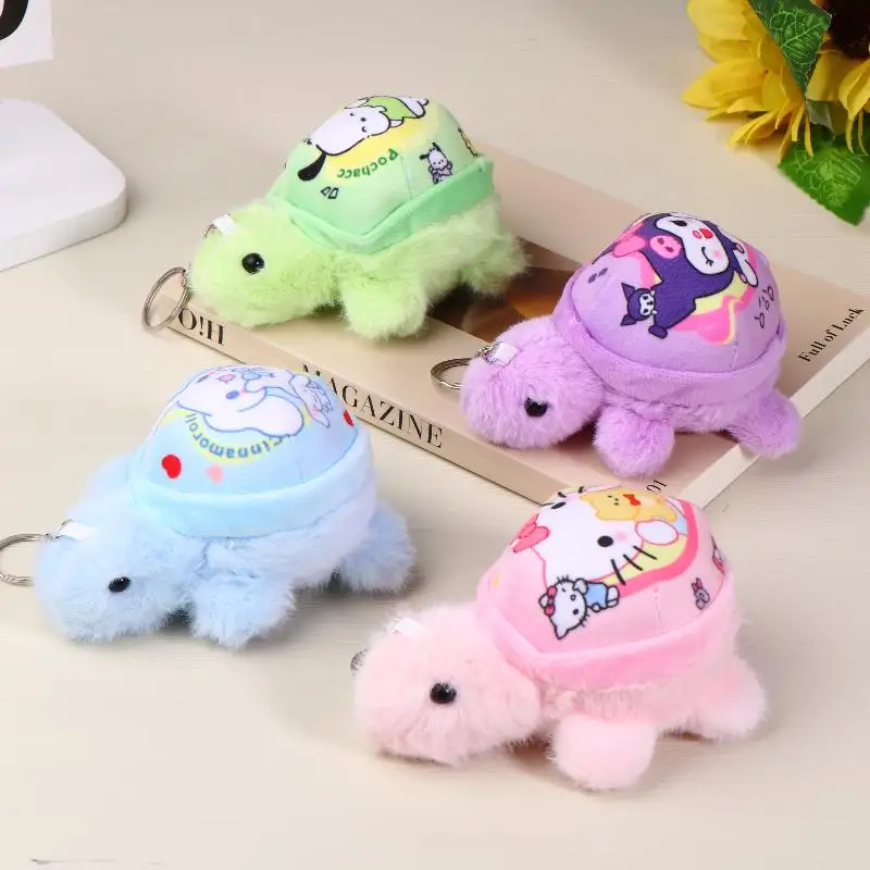 لطيف سانريو السلاحف ألعاب من نسيج مخملي المفاتيح الكرتون محشوة دمية كيرينغ حقيبة قلادة على ظهره معلقة الديكور هدايا عيد الميلاد