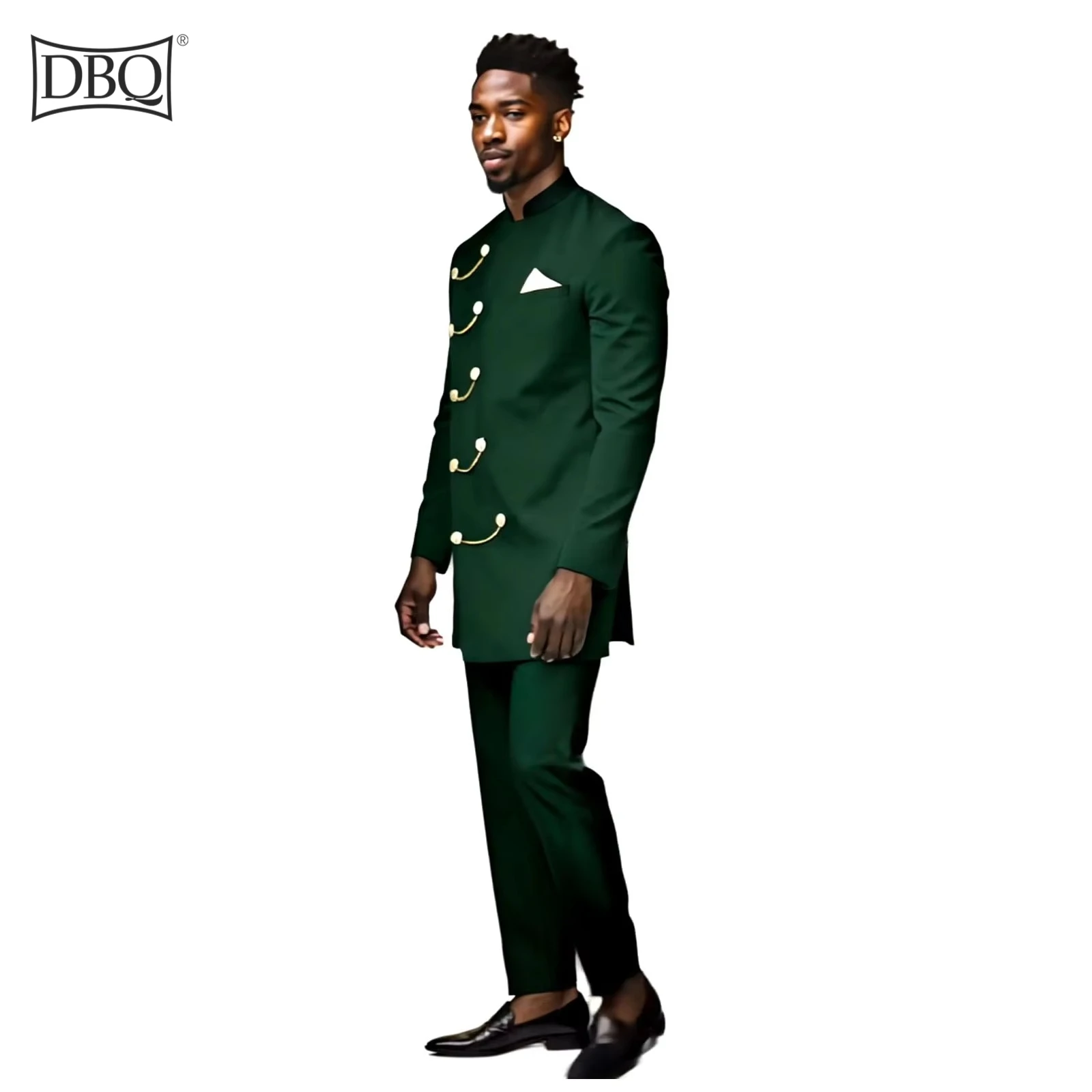 DBQ Men's 2 Piece Slim Fit Suit Set Blazer Jacket Pants Set Solid Wedding Dress Jacket and Trousers African Clothes
