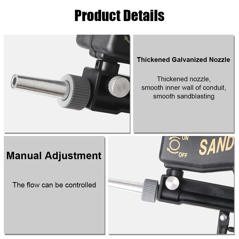 Pneumatic Sandblasting Set Adjustable Blasting Machine Gravity Sandblasting Gun Pneumatic Blasting Gun Set Rust Blasting Device