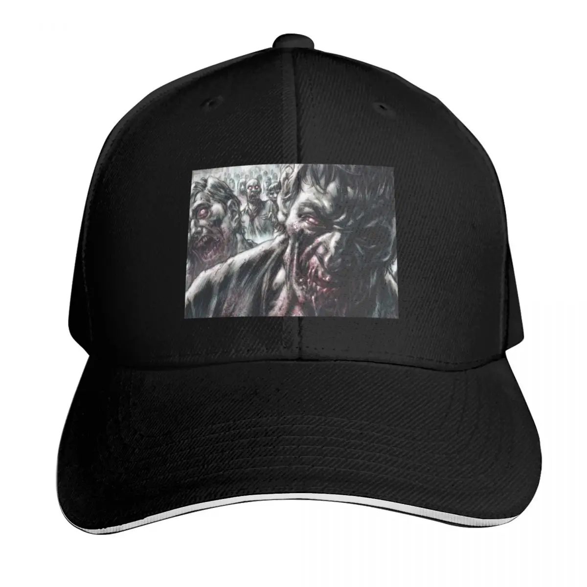 Zombie Horde Baseball Cap Cotton Twill Breathable Contrast Two Tone Brim Snapback Flat Bill