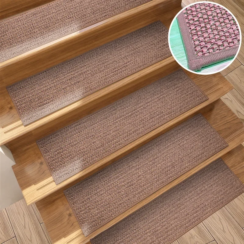 

Washable Japanese-style Flax Stair Treads Self-Adhesive Non-Slip Carpet for Wood Floor Home Step Mats