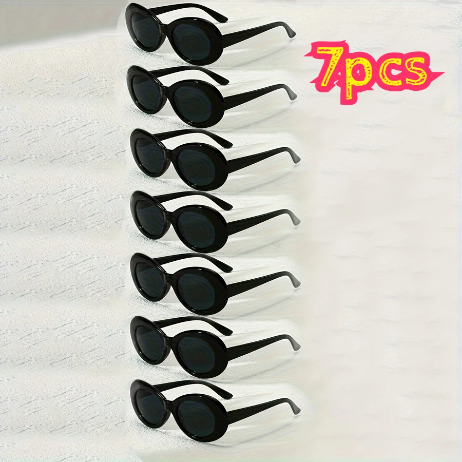 7-Pack women's oval frame glasses, lightweight PC material, stylish and durable for daily wear.