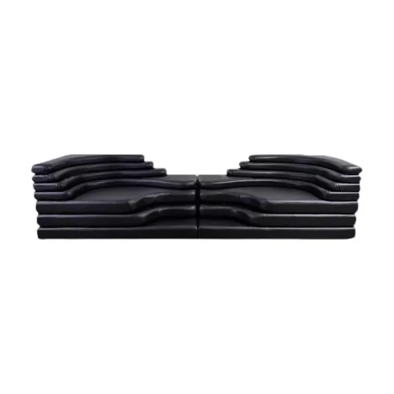 Leicht luxuriöses, minimalistisches, mittelgroßes und antikes Terrassensofa, kombiniert mit Leder, personalisiertes Sofa für Wohnzimmer und Bekleidungsgeschäft