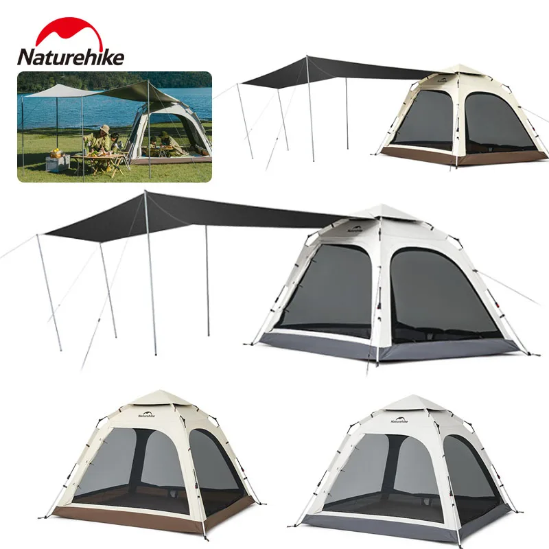 Naturehike Automatic Tent Upgraded Waterproof 150D Black Coated Quick Opening Camping Outdoor Picnic Tent with Sunscreen Canopy