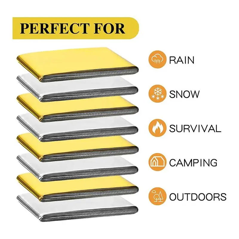 

【AUTUMN】20PCS Camping Emergency Mylar Thermal Blankets Foil First Aid Blanket Space Blanket Sunscreen Blanket for Outdoors