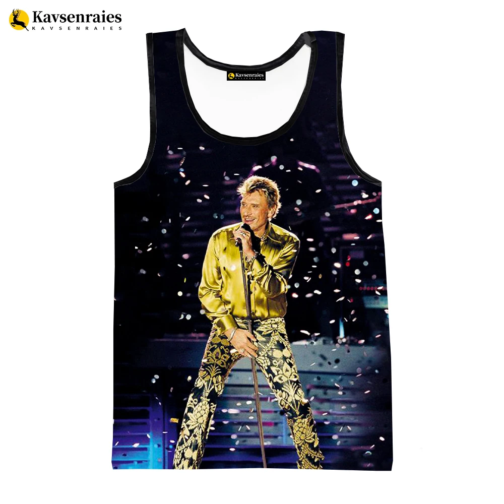 Johnny Hallyday 3D Vest Men Fashion Casual Oversized Tank Tops Cool Cosplay Beach Undershirt Summer Harajuku Streetwear Tops