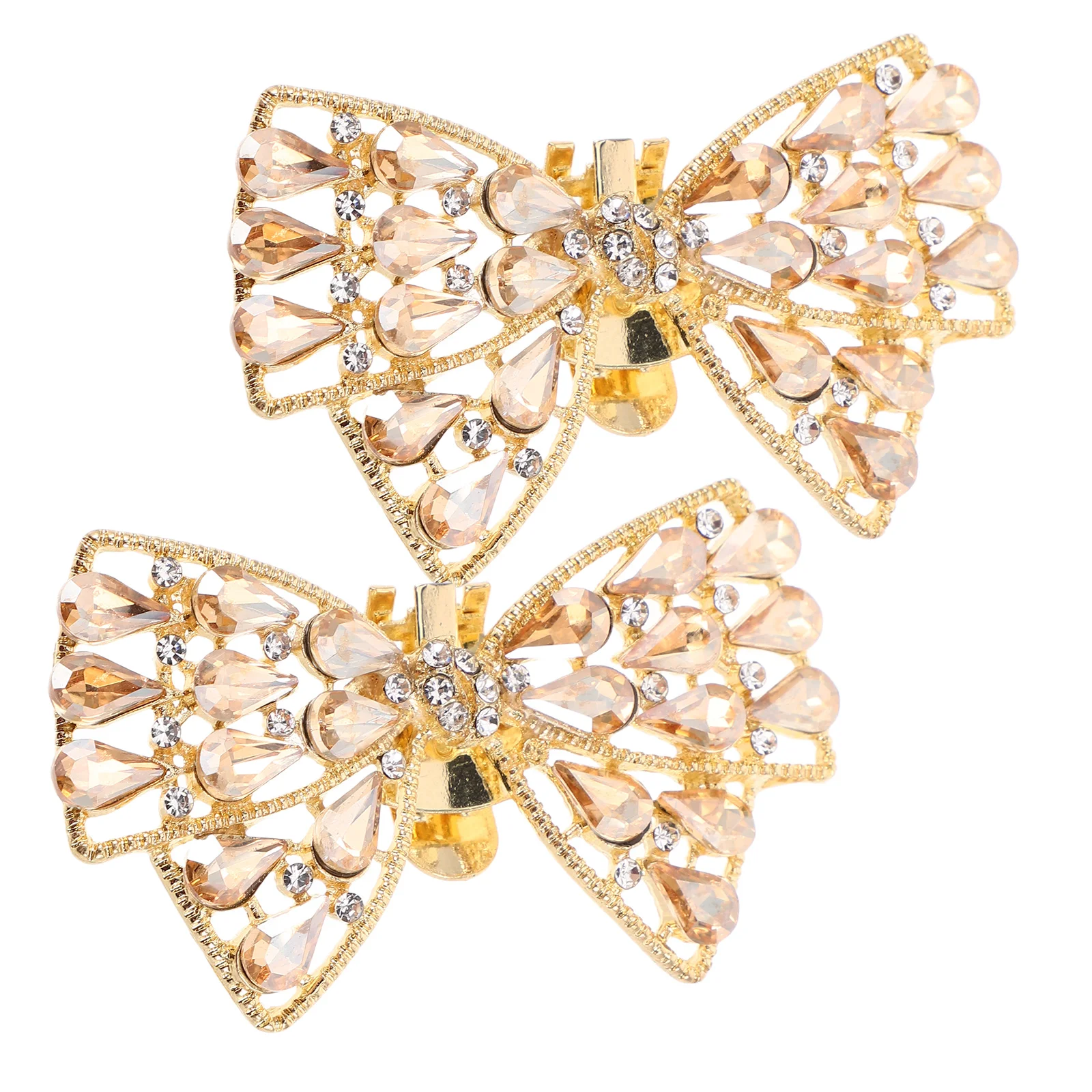

2pcs Rhinestone Shoe Buckle Bow Accessories Glass Crystal Party Clips Detachable Bridal Heel Bowknot Shoe Embellishment Storage