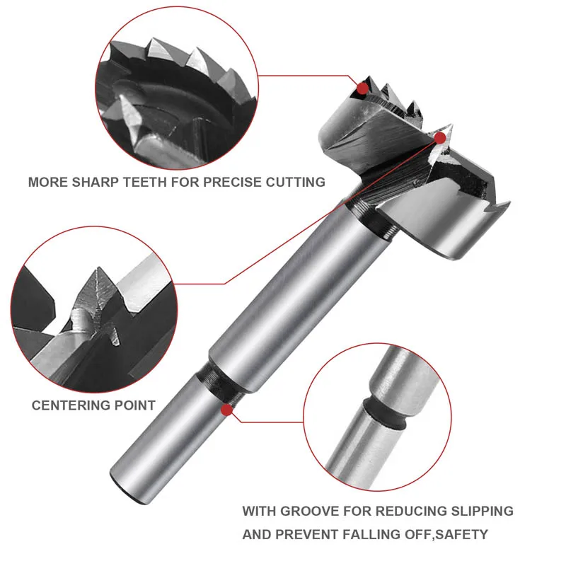 10-54mm Wood Hole Drill Bit Multi-tooth Forstner Drill Bits Round Shank Woodworking Self Centering Hole Saw Cutter Tools Set