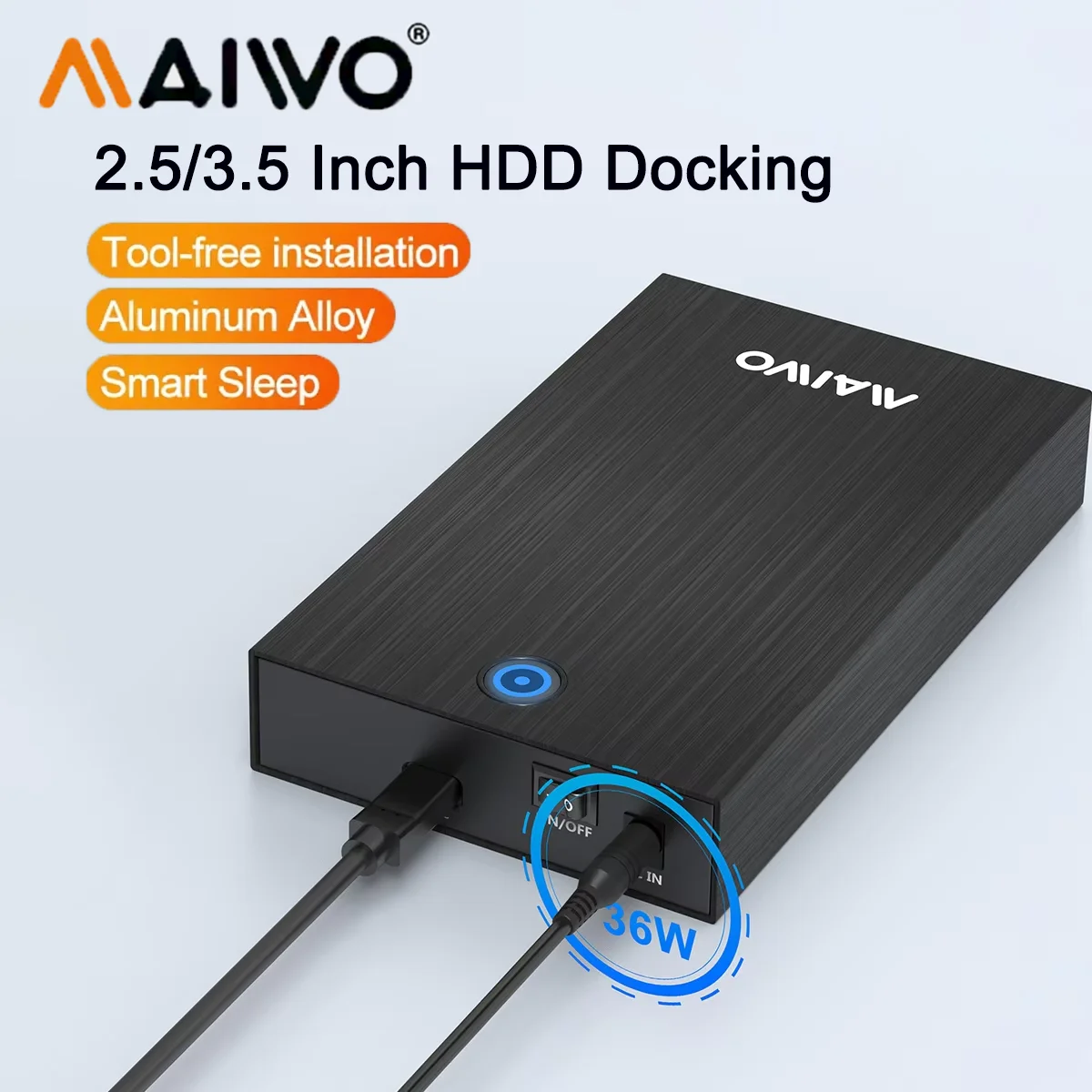 

MAIWO 2,5/3,5-дюймовый корпус SATA HDD SSD Корпус USB 3.0 к SATA Внешний жесткий диск с адаптером Type-C Дизайн без инструментов для ПК