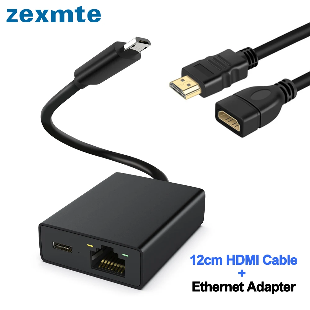 Сетевая карта Zexmte Micro-100 Мбит/с, Ethernet-адаптер с HDMI-кабелем для телевизора, для Chromecast Ultra/ 2/1, Ethernet-кабель