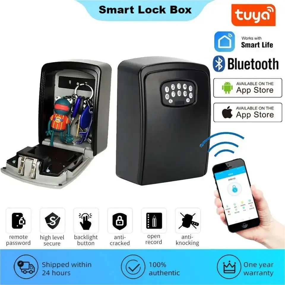 wall mounted anti lost key lock box strongbox inteligente controle remoto senha e aplicativo de desbloqueio do telefone movel armazem seguro 01