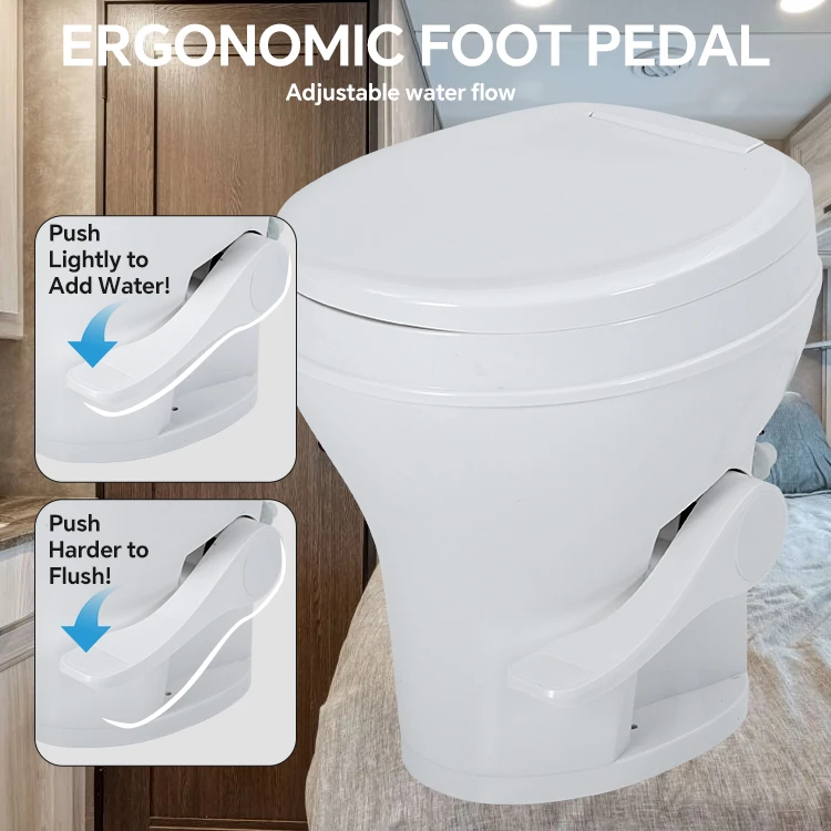 Airow HOMFUL Straight Flush RV Portable Toilet Boat Marine Toilet Caravan Accessories PP Camper Van Toilet with Water Gun view 4