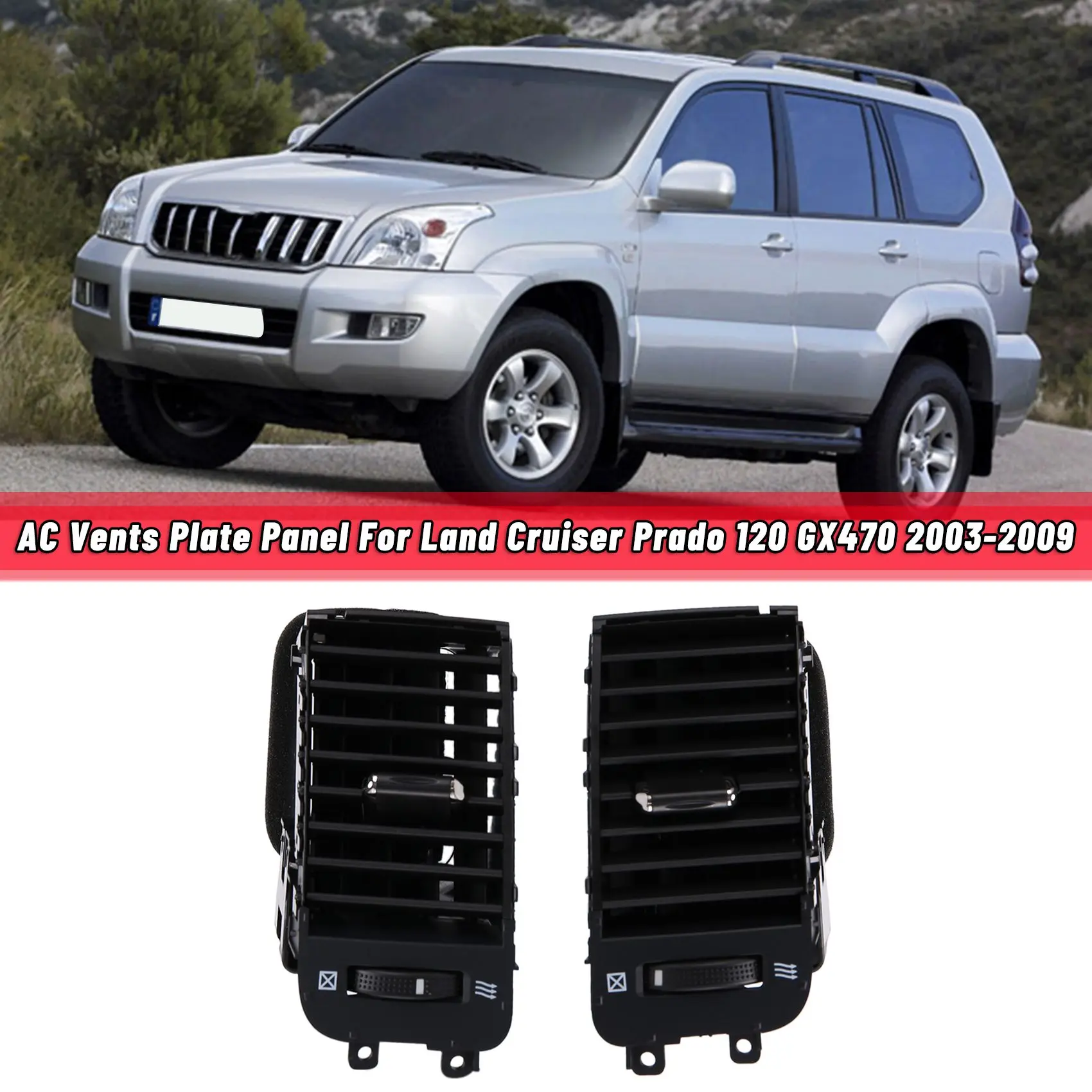 Saída de ar condicionado do carro aberturas de ar condicionado a/c para land cruiser prado 120 2003-2009