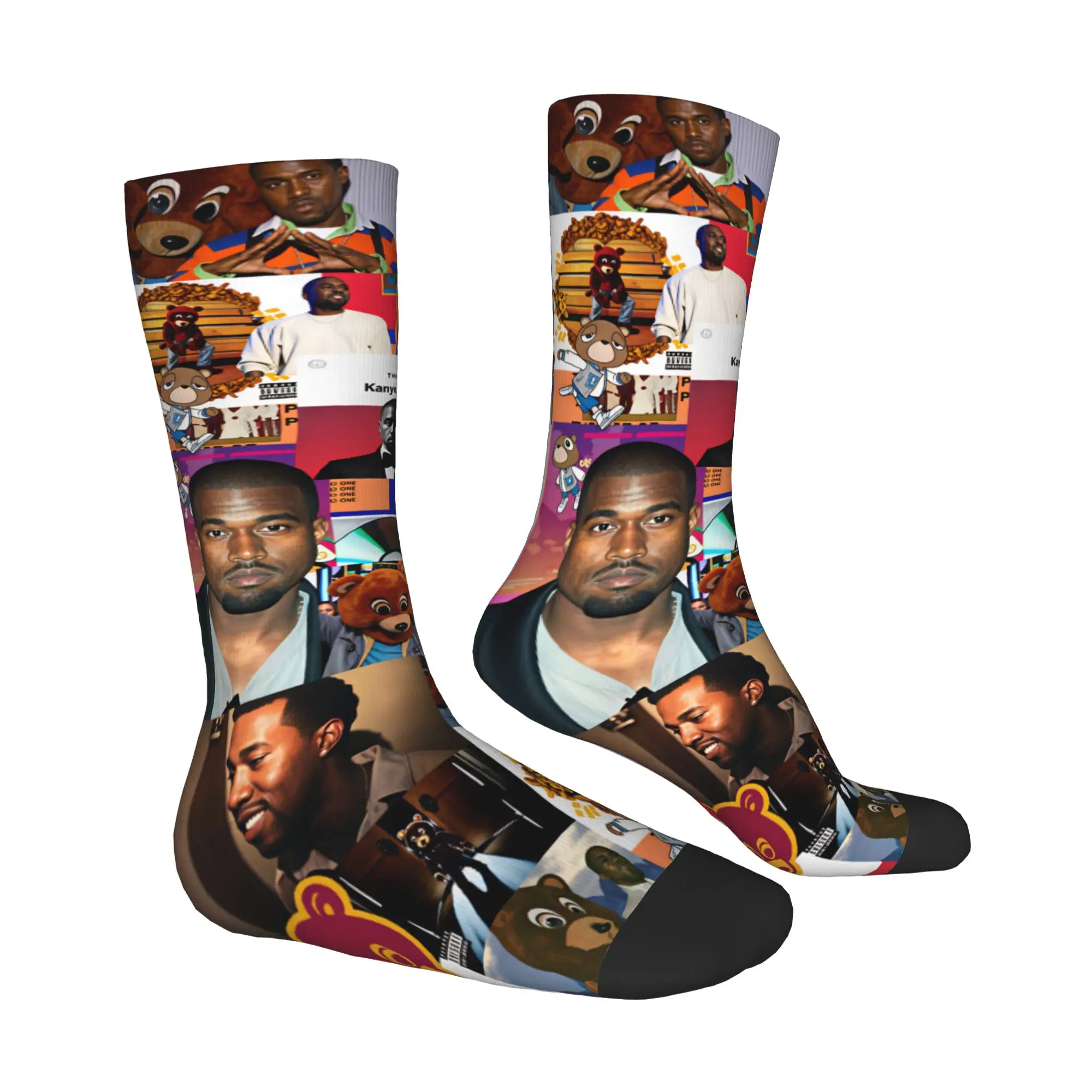 Cute K-Kanye W-West Socks Women Men Warm 3D Printing Rapper Singer Sports Basketball Socks