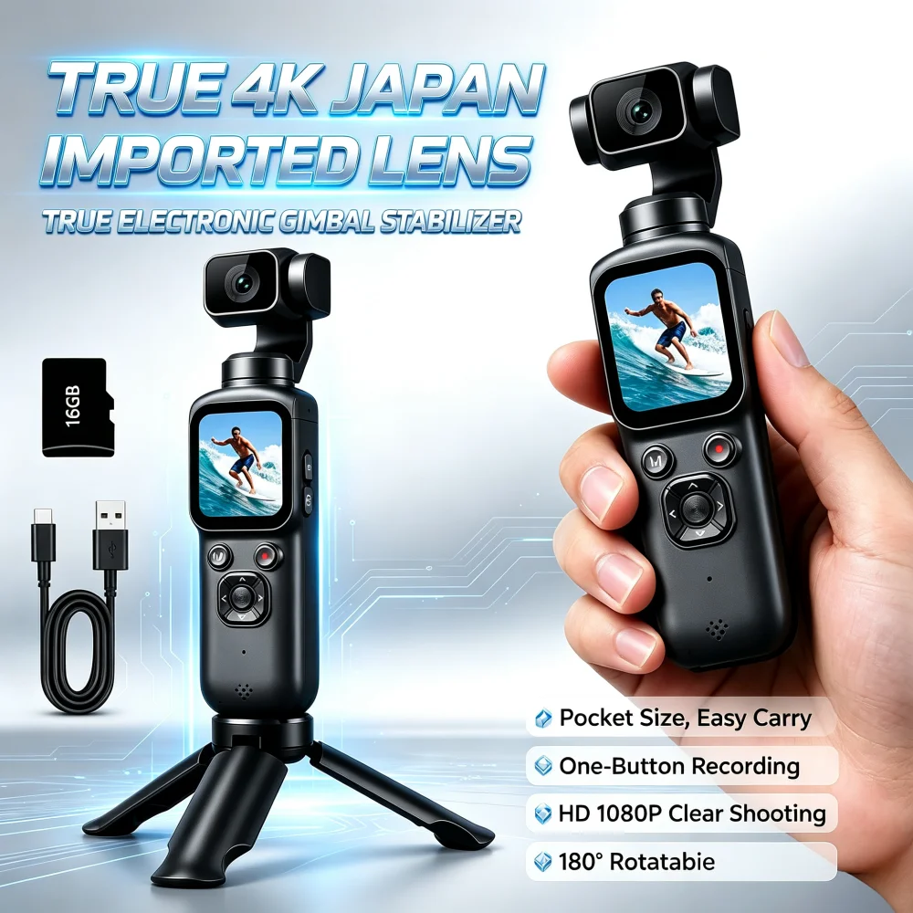 Gimbal Gimbal 4K Pocket Vlogging Camera Handheld Blogging Cam 330° Rotating Lens & Face Tracking Wifi Webcam Touch Screen for Beginner - Aliexpress Deal