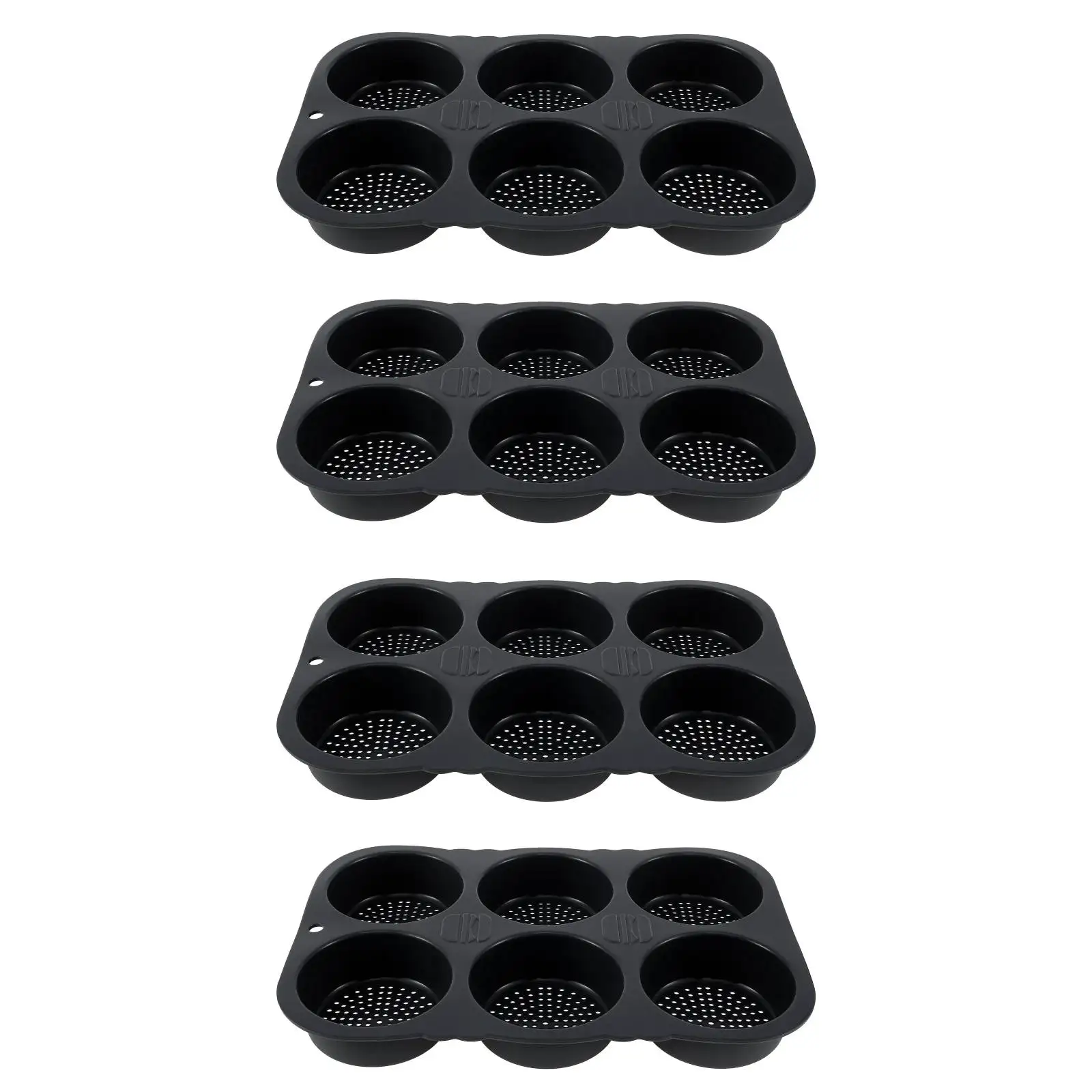 

4Pcs Silicone Hamburger Bun Mold 6-Cavity Egg Muffin Baking Pan Non-Stick Silicone Bread Pan for Hamburger Chocolate Cake