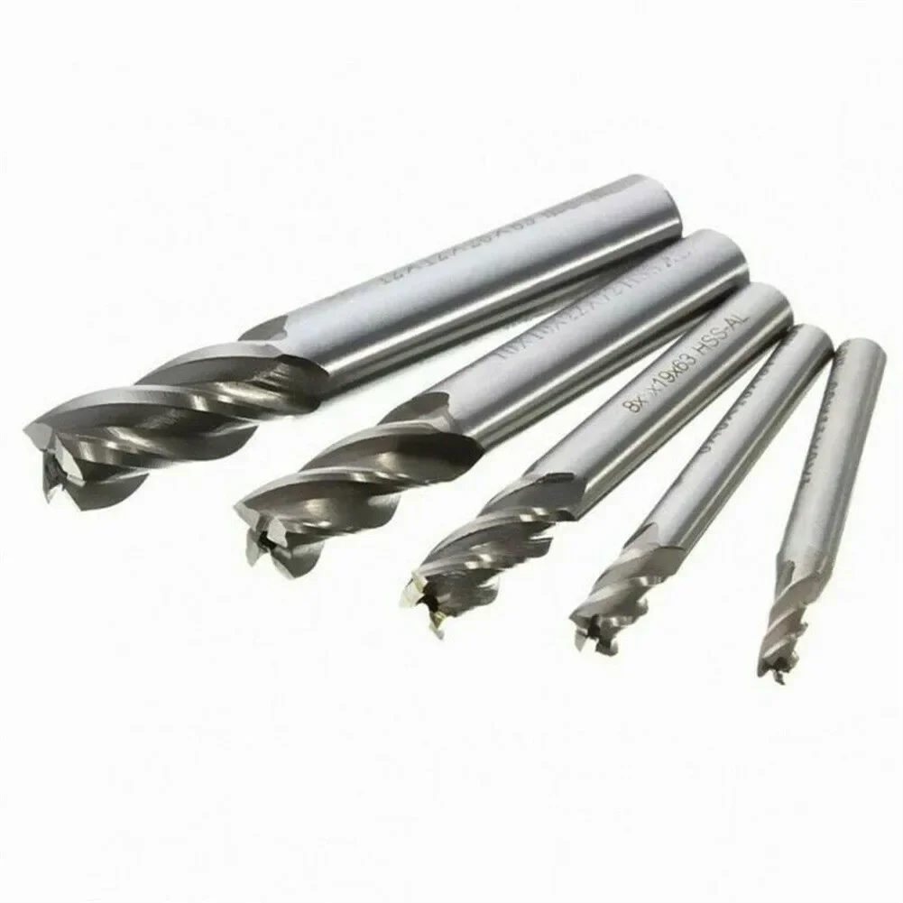 

Brand New End Mill End Milling Cutter Accessories Kit Silver Slot Straight Handle 4 Flutes 4-12mm 5 Pcs/set Bit