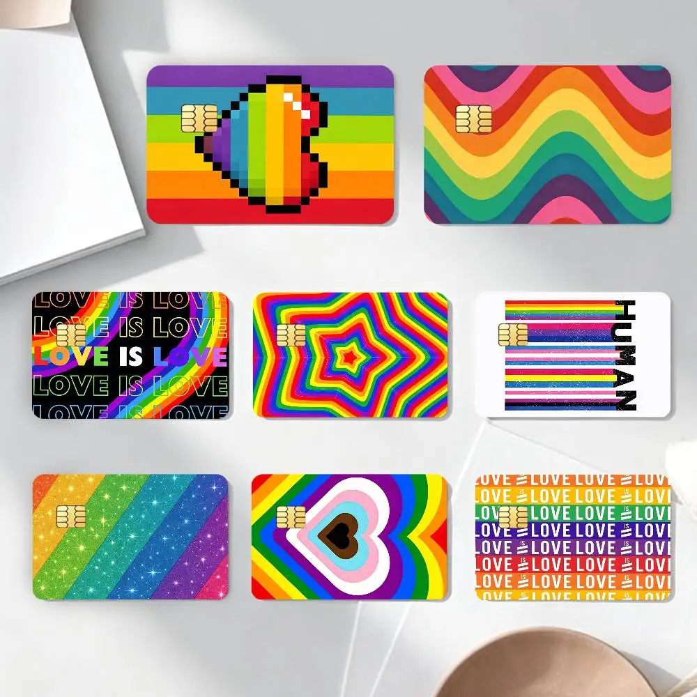 

LGBT R-RainbowS F-Flag Stickers Credit Debit Card Film Skin Sticker Credit Card Skin Stickers For Bank Card Bus Metro