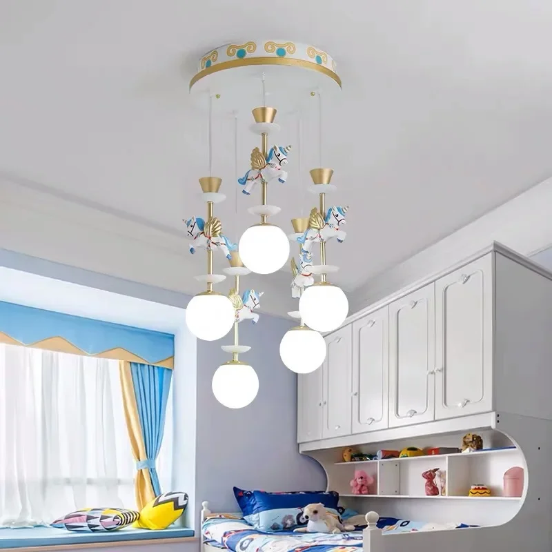 Children's Room Cartoon LED Chandelier Creative Girls Nordic Creative Unicorn Pink Chandelier Restaurant Bedroom Hanging Lamp