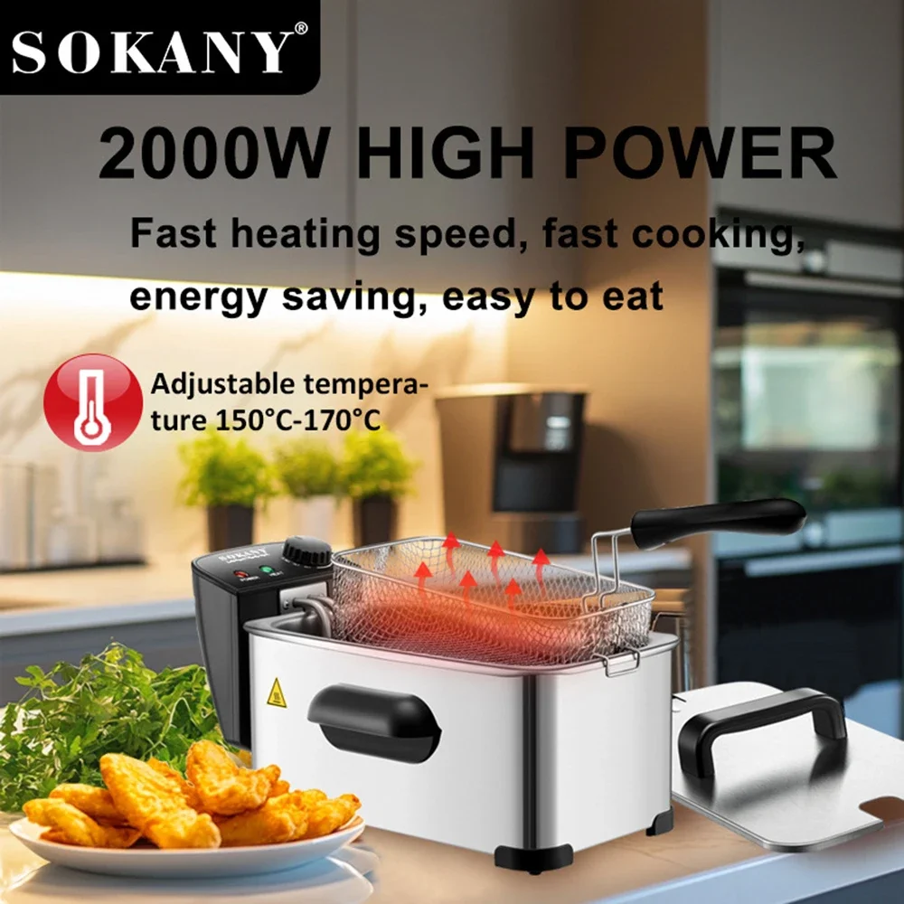 2000W High-Power Helectric Fryer For Snacks, Specifically Designed For Fried Chicken,French Fries, And Potato Chips Sweet Filter