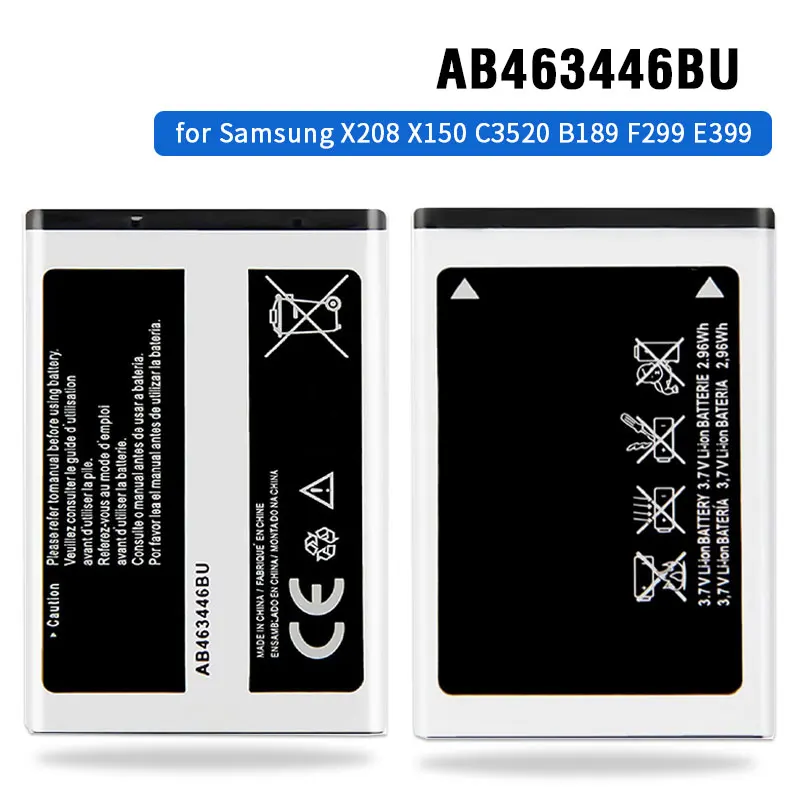 

Battery for Samsung X208 X150 B189 B309 E3520 E399 F299 Mobile Phone Rechargeable Batteries AB463446BU AB043446BE AB043446BEC