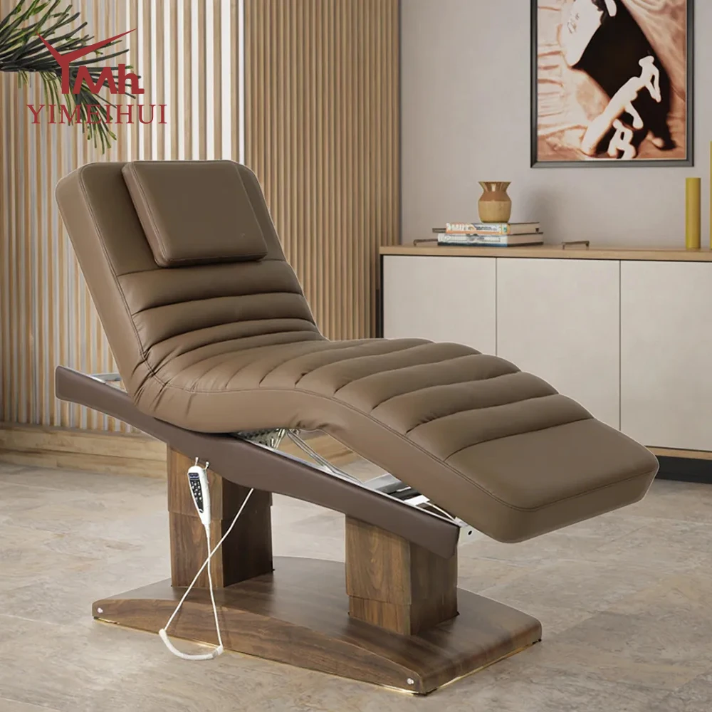 أثاث صالون التجميل سرير التجميل الكهربائي قابل للتعديل مسند الرأس تدليك منحنى رمش السرير