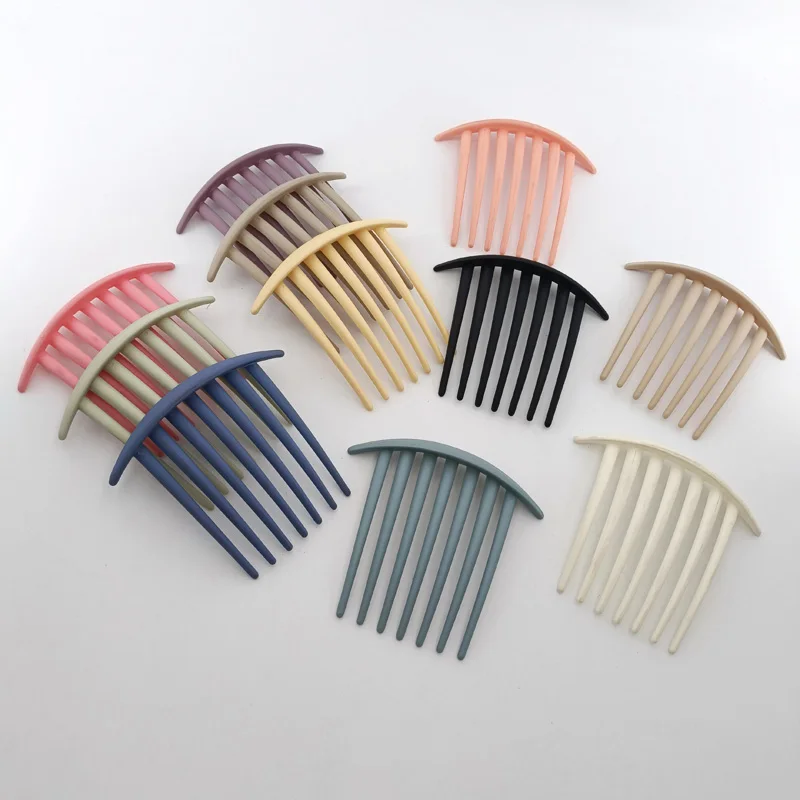 Colorful Headdress Fashion Girls Women Accessories 9cm Frosted solid color Vintage Boutique Frosting 7 teeth Plastic Hair Combs