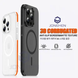 Corrugated Pattern Non-slip Bumper Magnetic Wireless Charge Case For Magsafe For iPhone 16 15 14 13 17 Pro Max Hard Matte Cover
