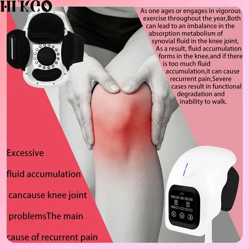 Advanced Cordless Knee Massager Red Light Infrared LED Screen 4 Levels Heating Vibration Adjustable Warm Leg Care