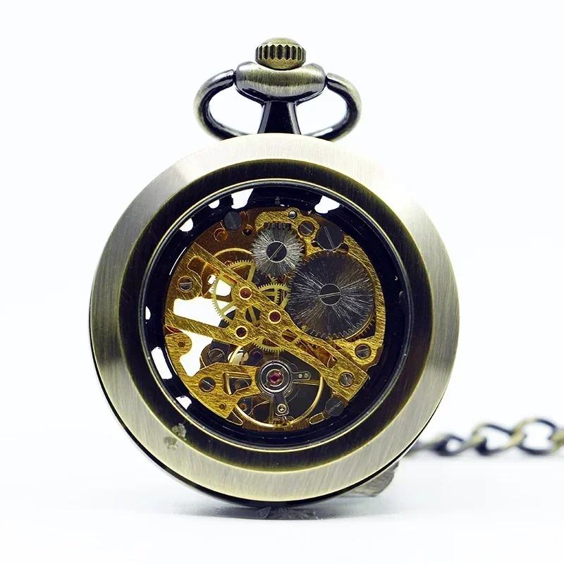 Men's Mechanical Pocket Watch Antique Retro Necklace Pendant Clock Hand Wind Watch Gift For Dad Grandpa