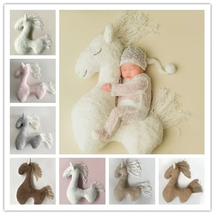 1pc Baby Photography Props Little Horse Nordic Unicorn Full Moon 100 Days Newborn Studio Photo Shoot Shooting Accessories Kit