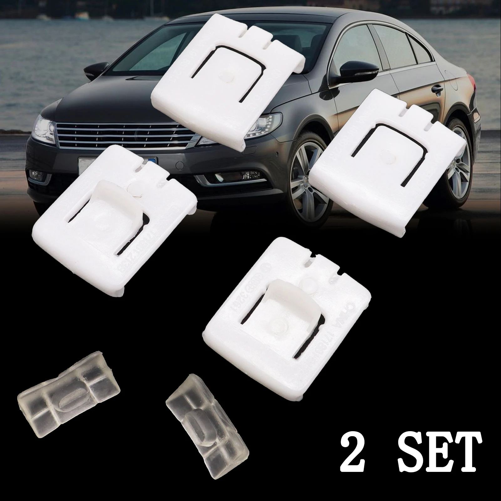 

2 Set 6 Piece Car Seat Buckle Fastener Clip Runner Guide 435881203A C10 For VW GOLF MK1 MK2 MK3 CORRADO SCIROCCO White Plastic