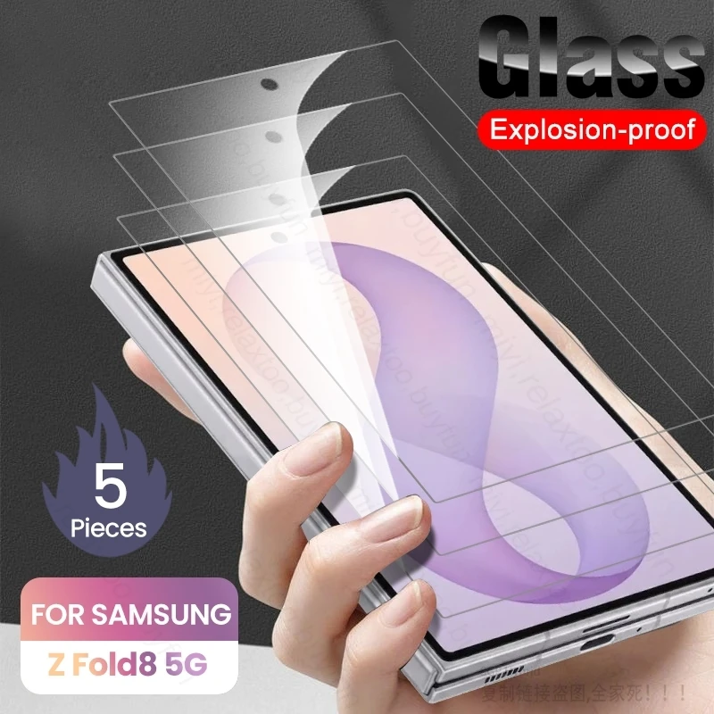 5 Stück 9H Klares Gehärtetes Glas für Samsung Galaxy Z Fold 8 Fold8 ZFold8 5G 2026 Äußerer Bildschirmschutz Explosionsgeschützte HD-Folie Z8