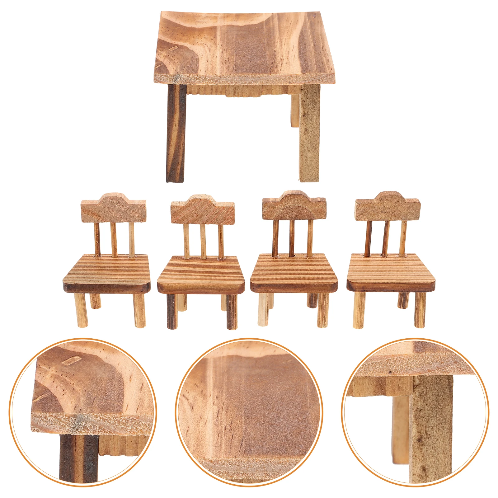 Precioso muebles de madera, Mini juego de mesa y sillas, decoración simulada para el hogar, juguete educativo creativo para niños, fatiga ocular resistente de primera calidad
