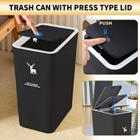 10L 15L Press-type Nordic Toilet Trash Can Household with Lid Kitchen Classification Bathroom Living Room Rectangular Trash Can