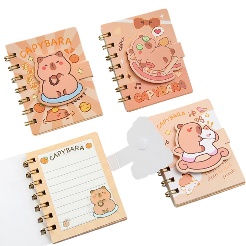 A7 코일 노트 만화 Capybara 미니 메모장 일기 일정 플래너 귀여운 포켓 코일 노트 학생 문구