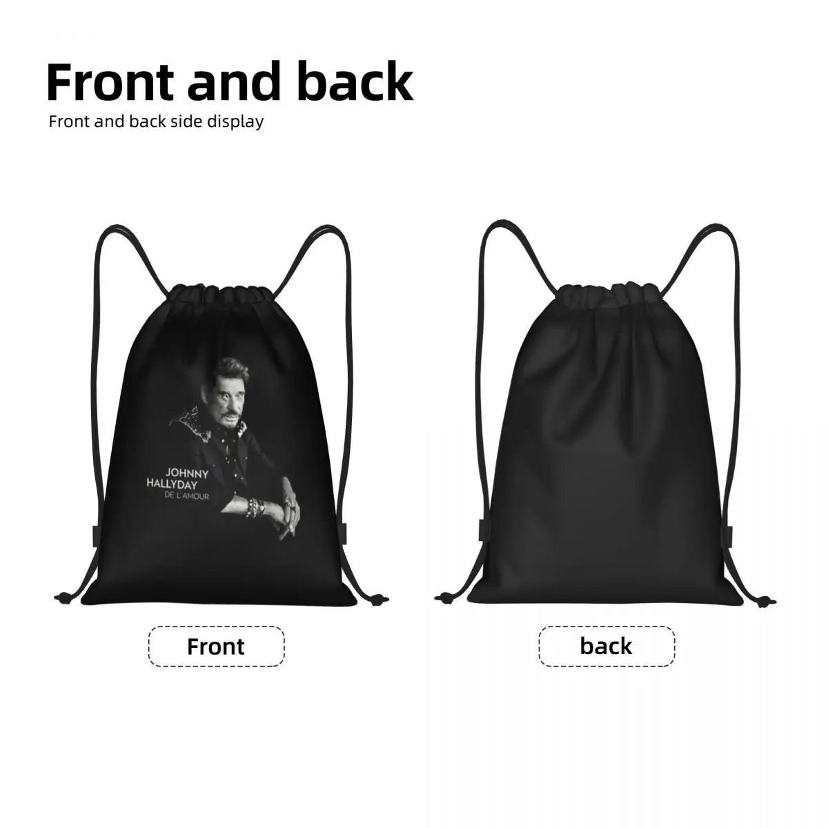 Custom Johnny Hallyday Drawstring Bag Men Women Lightweight France Mucisian Sports Gym Storage Backpack