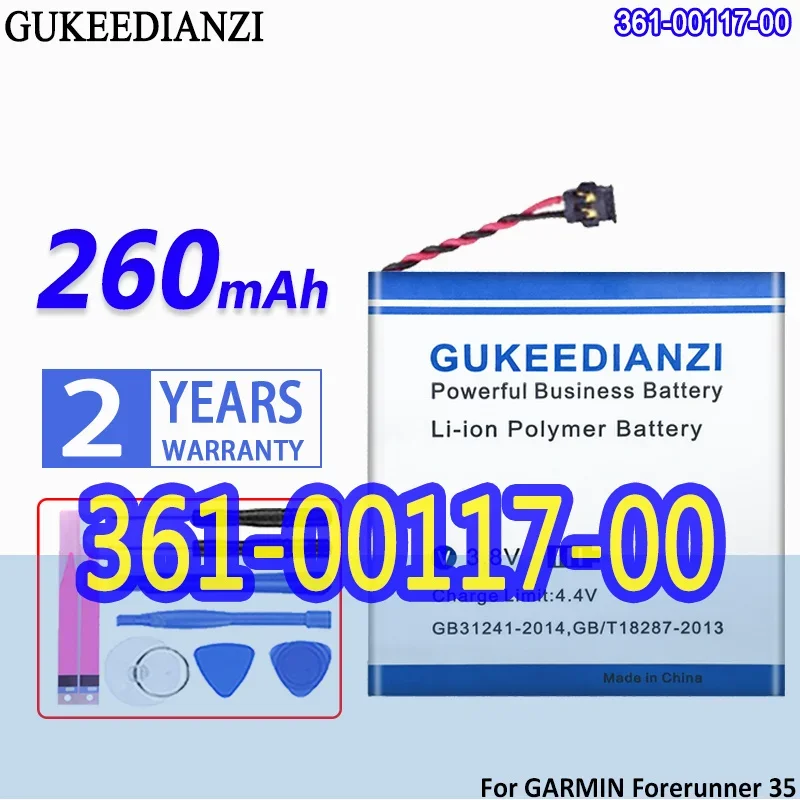 High Capacity GUKEEDIANZI Battery 361-00117-00(401920) 260mAh For GARMIN Forerunner 35 Approach S40 Vivoactive 4S Smart Watch