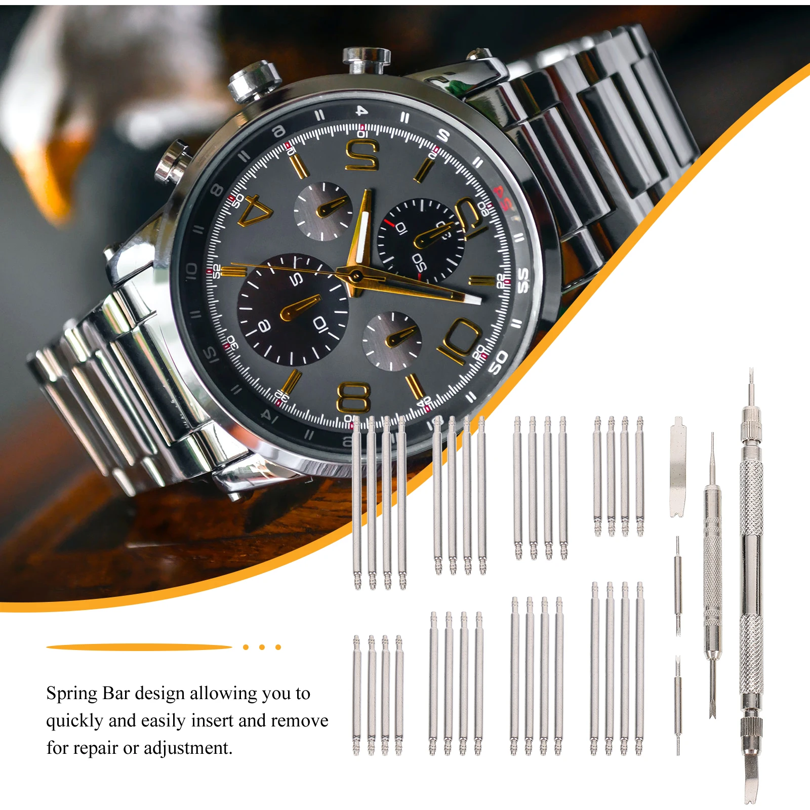 

Stainless Steel Watch B Repair Kit Supplies Strap Replacement Tool Non Slip Spring Bar Easy Insert Remove Watches Accessories
