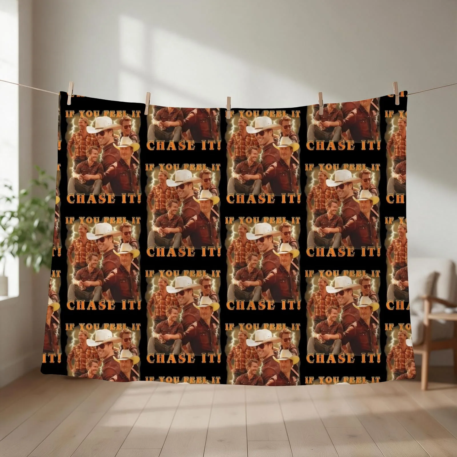 Cowboy Glen Powell Vintage Throw Blanket couch cozy soft plush fuzzy picnic outdoor blanket