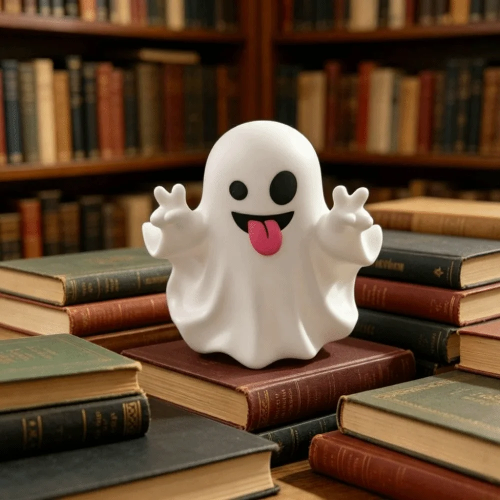 Flocked Texture Ghost Figurines Soft Touch Smiling Faces Ghost Statue Pure White Color Lightweight Ghost Decorations