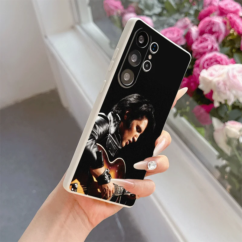 Singer E-Elvis P-Presley Soft Phone Case For Samsung S24 S25 S26 Ultra S23 S22 Plus S21 S20 FE Edge + Black White Couple Cover