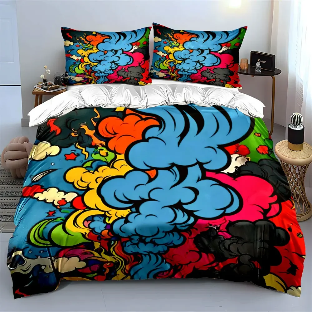 

Colorful Abstract Art Decor Set Bedding Set with 1 Duvet Cover 2 Pillowcases Single Double King Queen, Gift