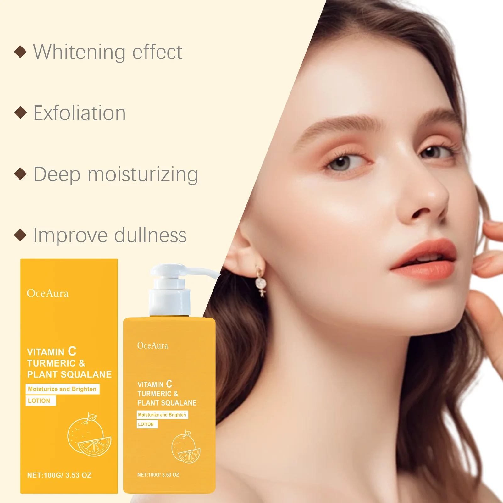 Vitamin C Lightening Body Lotion Deep Hydration Improve Rough Dullness Fade Melanin Turmeric Cream Brightening Skin Care Product
