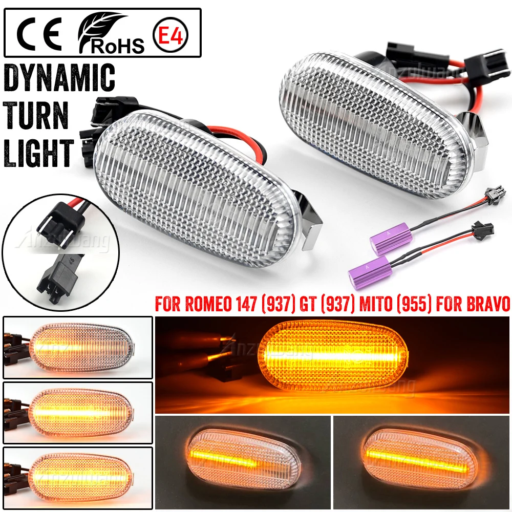 

Smoke Dynamic LED Side Marker Fender Indicator Light For Alfa Romeo GT 147 937 MiTo 955 Fiat Bravo 198 Hatchback Siganl Lamp