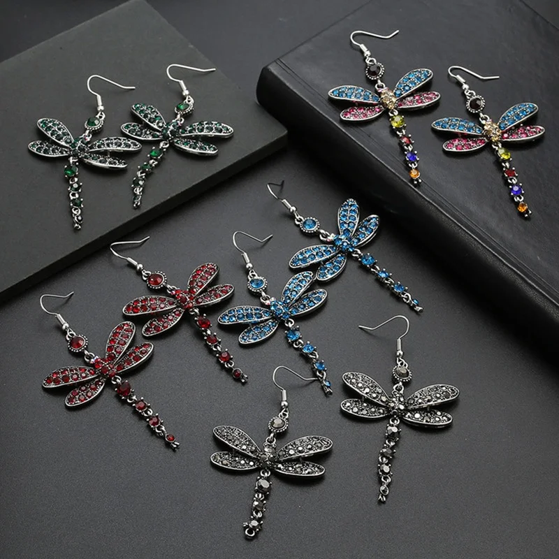 Gorgeous Colors Dragonfly Hook Earrings for Women Anniversary Gift Bride Engagement Wedding Fine Jewelry