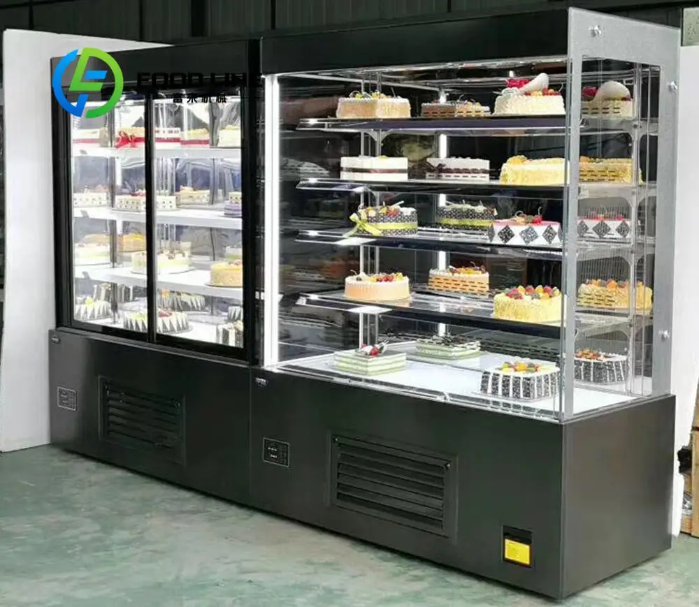 Glass Bakery Display Cooler Curved Transparent Glass Acts As Commercial Cake Showcase To Boost Attraction Of Window Dessert