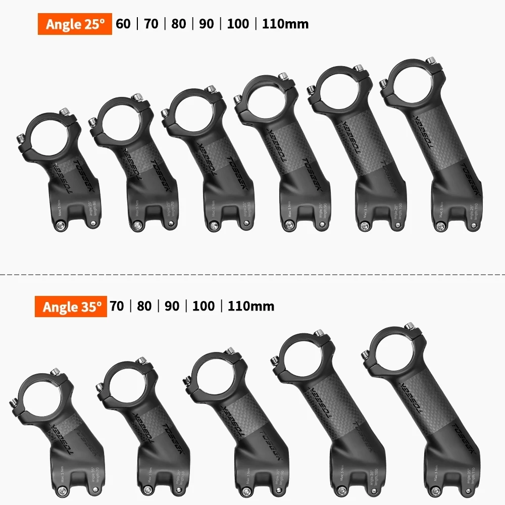 TOSEEK ZF-ONE Bike Handlebar Stem 31.8mm Bicycle Stems MTB Road Parts Angle 25 / 35 Degrees 60/70/80/90/100/110mm